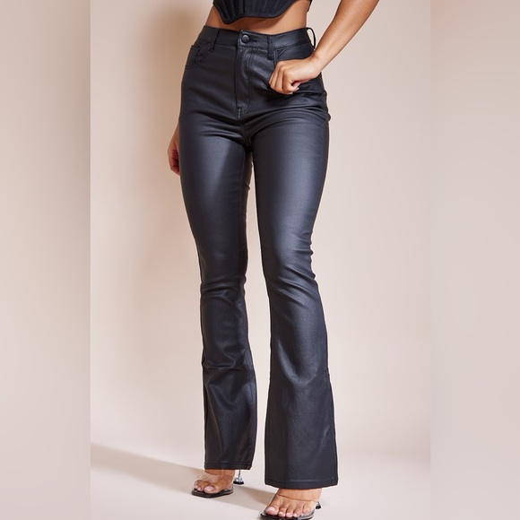 NEVER WORN brand new PRETTY LITTLE THING black denim flare pants - Picture 2 of 4